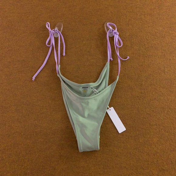 Bright Swimwear Other - Bright Swimwear Womens Medium Green Purple Tie Side High Cut Bikini Bottom NWT